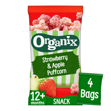 Load image into Gallery viewer, Organix Strawberry Puffcorn Toddler Snacks Multipack 4x10g 12 months+