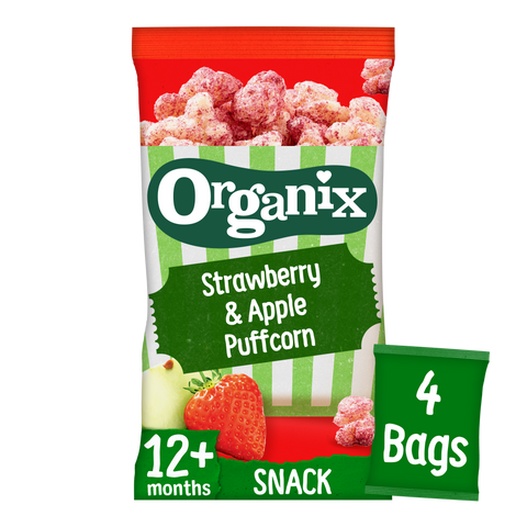 Organix Strawberry Puffcorn Toddler Snacks Multipack 4x10g 12 months+