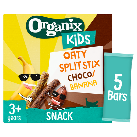Organix Kids Choco Banana Oaty Split Stix Bars Lunchbox Kids Snacks Multipack 5x23g 3 Years+