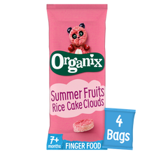 Load image into Gallery viewer, Organix Summer Fruits Rice Cake Clouds Organic Baby Snacks Multipack 4x18g 7 months+