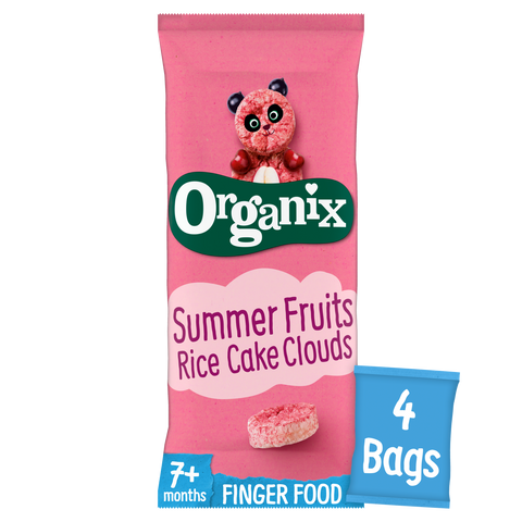 Organix Summer Fruits Rice Cake Clouds Organic Baby Snacks Multipack 4x18g 7 months+
