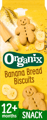 Organix Banana Bread Biscuits Toddler Snacks 135g 12 months+