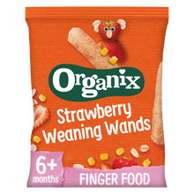 Load image into Gallery viewer, Organix Strawberry Weaning Wands Organic Baby Puffs 25g 6 months+