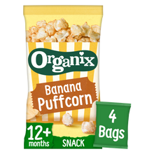 Load image into Gallery viewer, Organix Banana Puffcorn Toddler Snacks Multipack 4x10g 12 months+