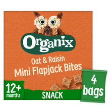 Load image into Gallery viewer, Organix Mini Oat & Raisin Flapjack Bites Toddler Snacks Multipack 4x20g 12 months+