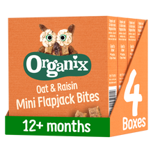 Load image into Gallery viewer, Organix Mini Oat & Raisin Flapjack Bites Toddler Snacks Multipack 4x20g 12 months+