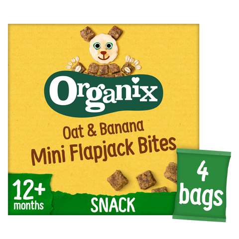 Organix Mini Oat & Banana Flapjack Bites Toddler Snacks Multipack 4x20g 12 months+