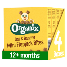 Load image into Gallery viewer, Organix Mini Oat & Banana Flapjack Bites Toddler Snacks Multipack 4x20g 12 months+