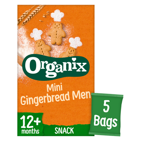 Organix Mini Gingerbread Men Biscuits Toddler Snacks Multipack 5x20g 12 months+