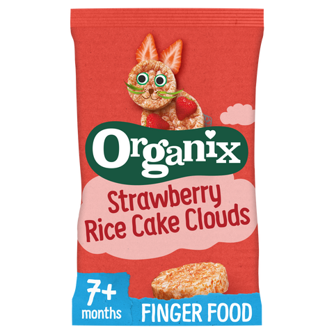 Organix Strawberry Rice Cake Clouds Organic Baby Snacks 40g 7 months+