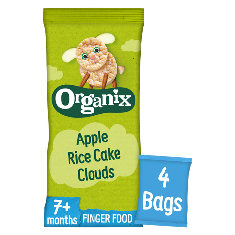 Organix Apple Rice Cake Clouds Organic Baby Snacks Multipack 4x18g 7 months+
