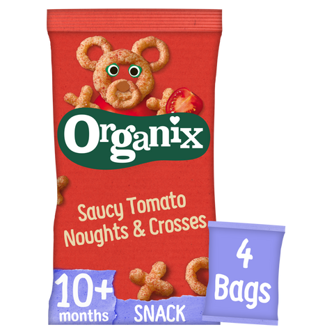 Organix Tomato Noughts & Crosses Organic Baby Puffs Multipack 4x15g 10 months+