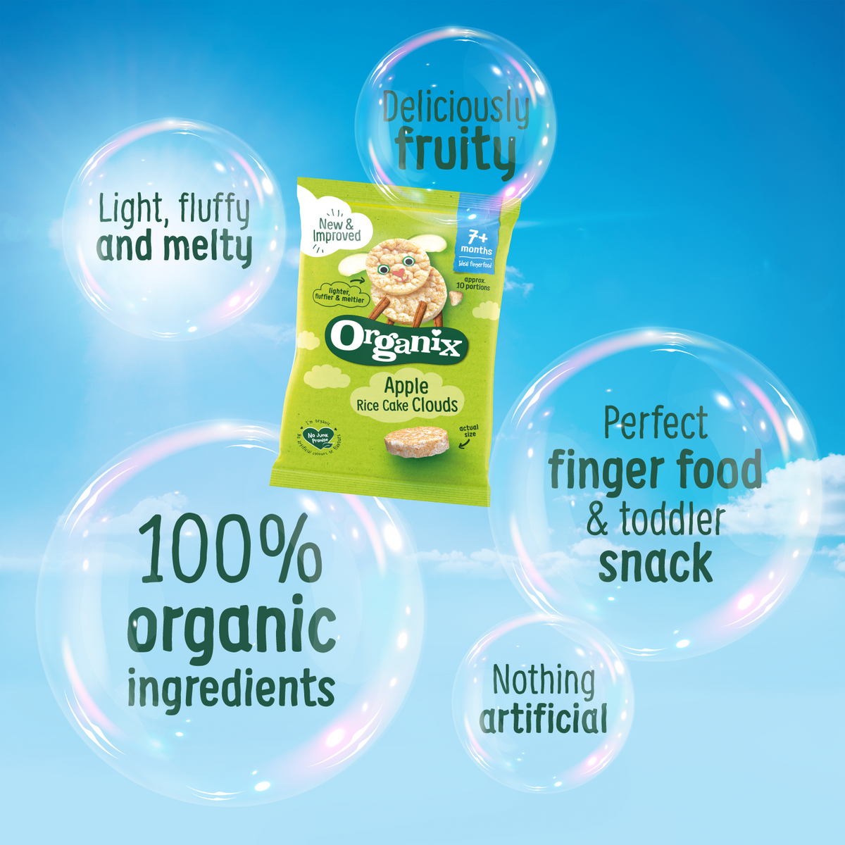 Organix Strawberry Rice Cake Clouds Organic Baby Snacks 40g 7 months+