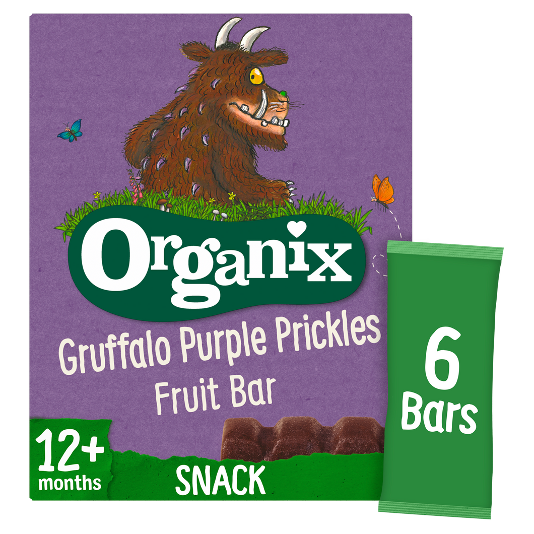 Organix Gruffalo Purple Prickles Blackcurrant Fruit Bars Toddler Snacks Multipack 102g (6x17g) 12 months+