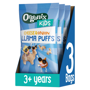 Organix KIDS Wholegrain Llama Puffs - Cheese & Onion Multipack Case