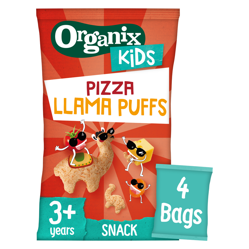 Organix KIDS Wholegrain Llama Puffs - Pizza (4x12g)