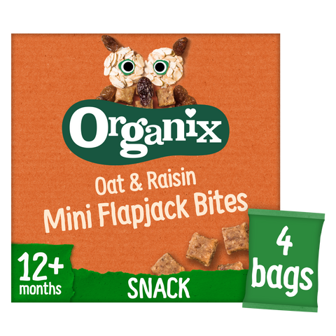 Organix Mini Organic Oat & Raisin Flapjack Toddler Snacks Multipack New 2023