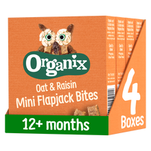 Load image into Gallery viewer, Organix Mini Organic Oat &amp; Raisin Flapjack Toddler Snacks Multipack New 2023

