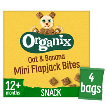 Load image into Gallery viewer, Organix Mini Organic Oat &amp; Banana Flapjack Toddler Snacks Multipack New 2023
