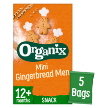 Load image into Gallery viewer, Mini Gingerbread Men Organic Toddler Snack Biscuits Multipack Case
