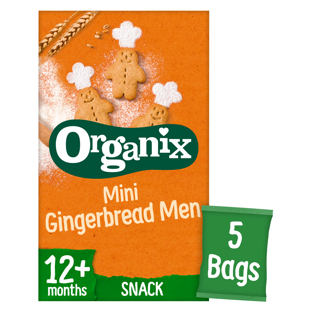 Organix Mini Gingerbread Men Organic Toddler Snack Biscuits Multipack