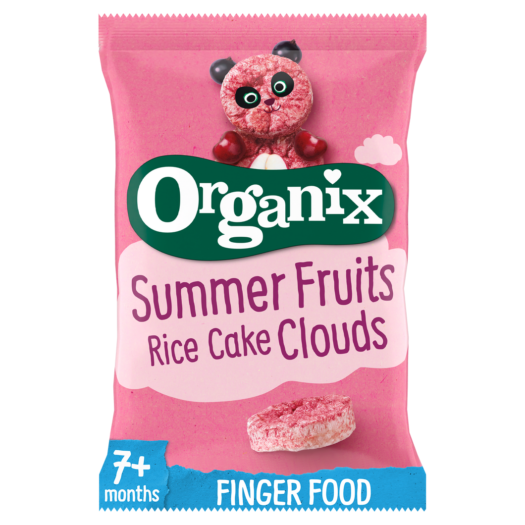 Organix Summer Fruits Rice Cake Clouds Organic Baby Snacks 40g 7 months+