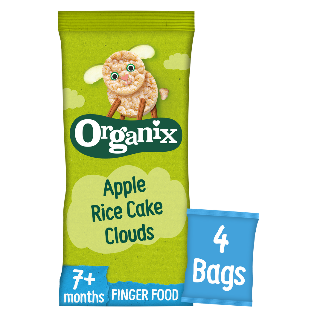 Organix Apple Rice Cake Clouds Organic Baby Snacks Multipack 4x18g 7 m