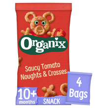 Load image into Gallery viewer, Saucy Tomato Noughts &amp; Crosses Corn Puffs Multipack
