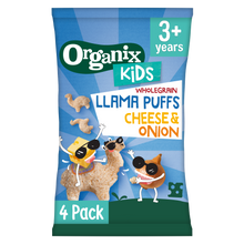 Load image into Gallery viewer, Organix KIDS Wholegrain Llama Puffs - Cheese &amp; Onion Multipack Case
